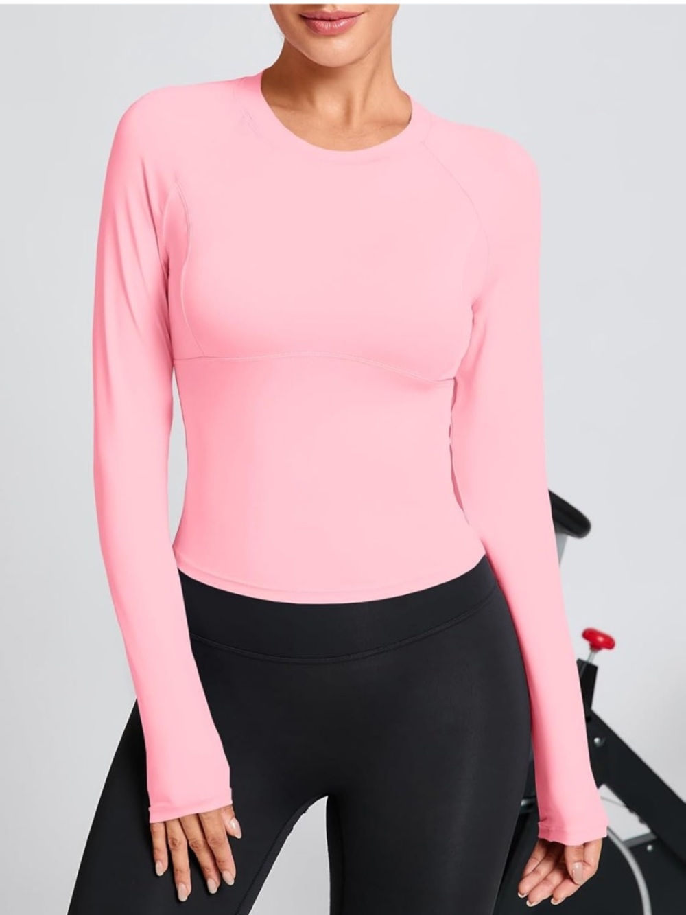 Pink Long-Sleeve Performance yoga Top size large